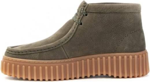 Clarks Nubuck Veterschoenen Hi-Top Sneakers Green Dames