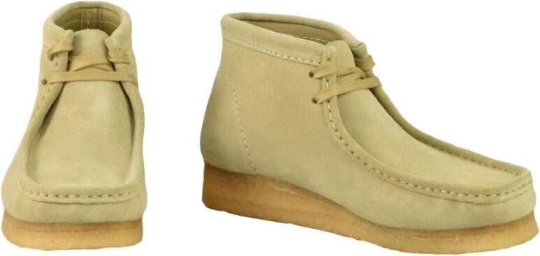 Clarks Originele Leren Schoenen Rubberen Zool Beige Heren