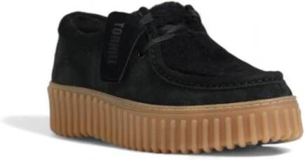 Clarks Platte Sponge en Suède Rubberen Schoen Black Dames