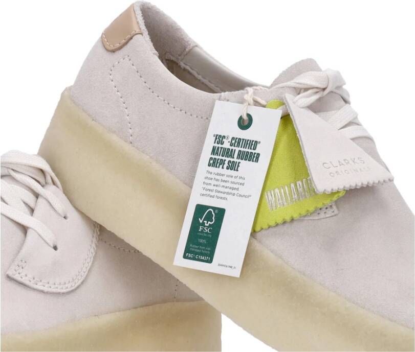 Clarks Ashcott Cup Off White Suede Sneakers Wit Heren