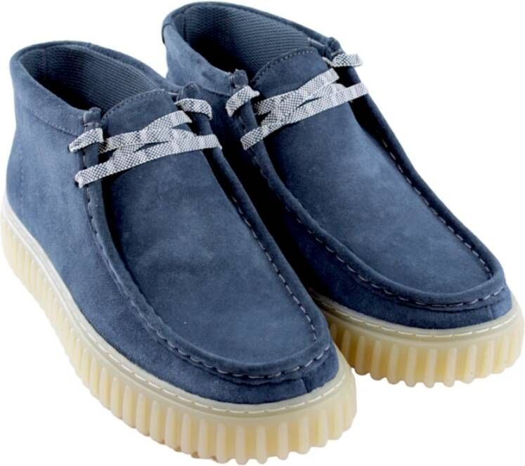 Clarks Stijlvolle Blauwe Suède Schoenen Blue Heren