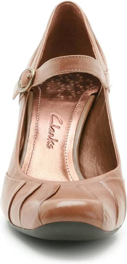 Clarks Stijlvolle Leren Damesschoen met Band Brown Dames