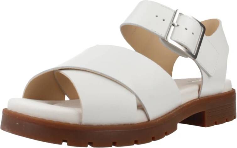 Clarks Stijlvolle Platte Sandalen voor Vrouwen White Dames