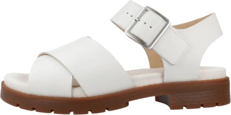 Clarks Stijlvolle Platte Sandalen voor Vrouwen White Dames