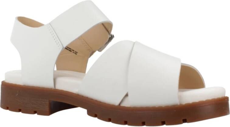 Clarks Stijlvolle Platte Sandalen voor Vrouwen White Dames