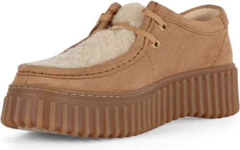 Clarks Suède shearling veterschoen Torhill BEE Beige Dames