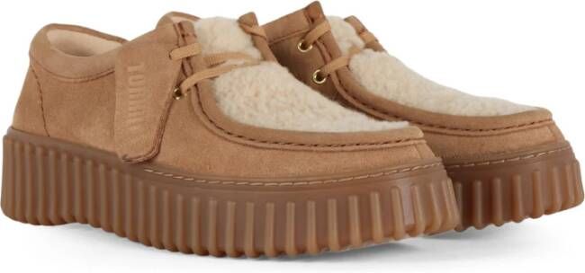 Clarks Suède shearling veterschoen Torhill BEE Beige Dames