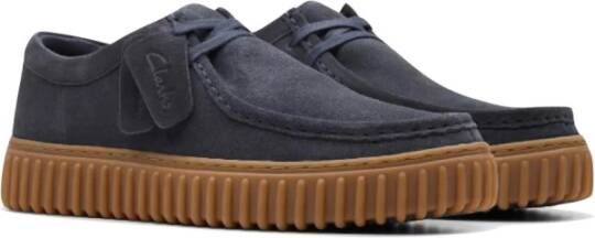 Clarks Suède veterschoen met gegroefde zool Blue Heren