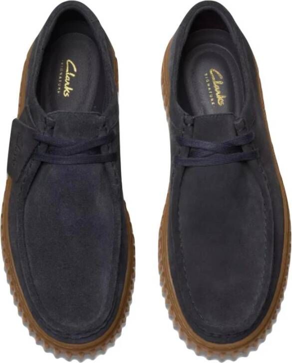 Clarks Suède veterschoen met gegroefde zool Blue Heren