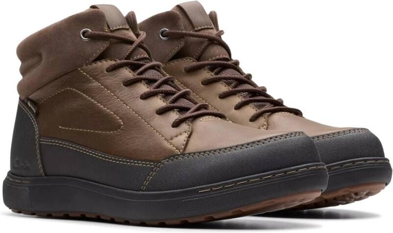 Clarks Waterdichte Leren Enkellaars Bruin Brown Heren