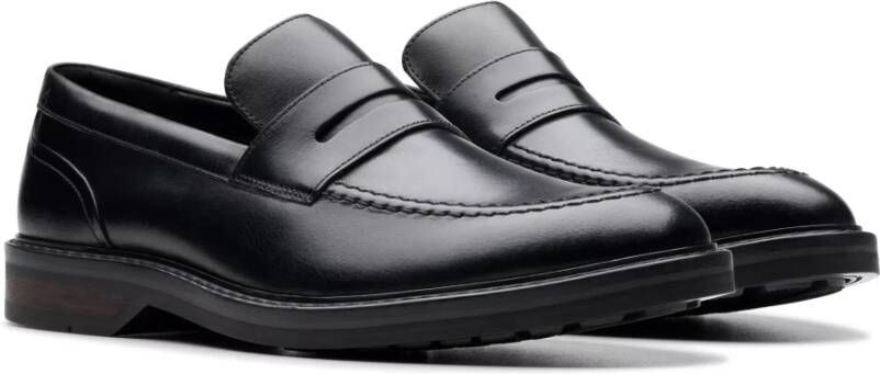 Clarks Zwarte herenloafer met gewatteerd voetbed Black Heren