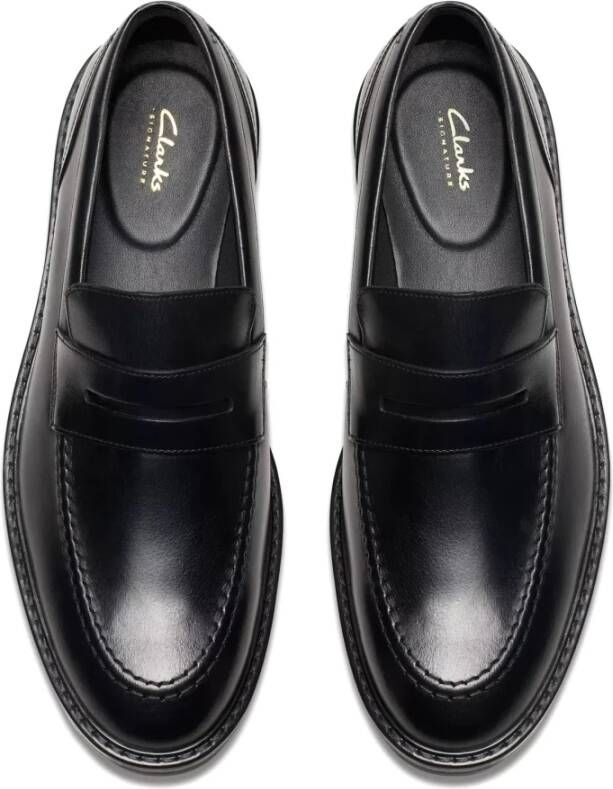 Clarks Zwarte herenloafer met gewatteerd voetbed Black Heren