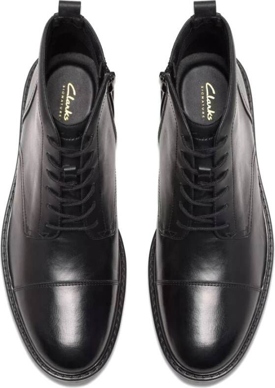 Clarks Zwarte Leren Enkellaars voor Mannen Black Heren