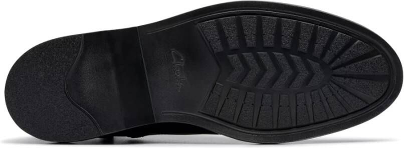 Clarks Zwarte Leren Enkellaars voor Mannen Black Heren