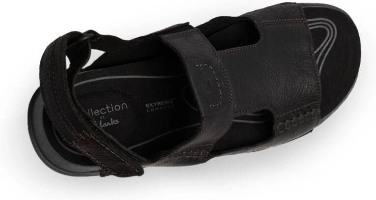 Clarks Zwarte Leren Sandalen Crestview Bay Black Heren