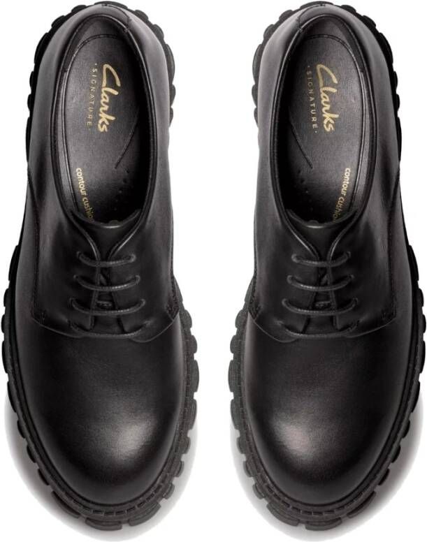 Clarks Zwarte Leren Veterschoenen Page Walk Black Dames