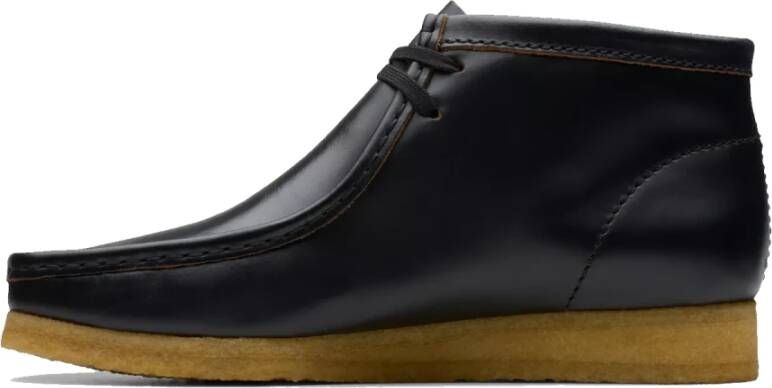 Clarks Zwarte leren Wallabee laars Black Heren