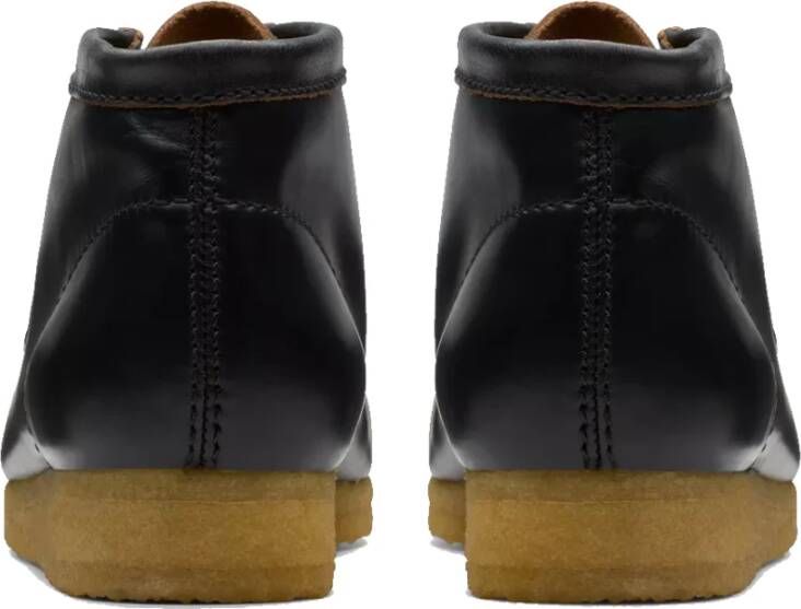 Clarks Zwarte leren Wallabee laars Black Heren