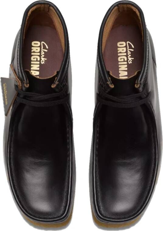 Clarks Zwarte leren Wallabee laars Black Heren