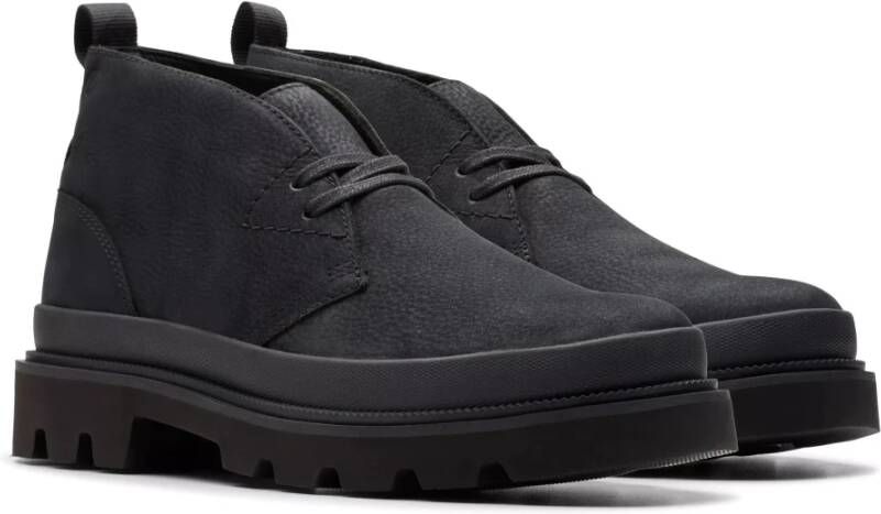 Clarks Zwarte Nubuck Enkellaars voor Mannen Black Heren