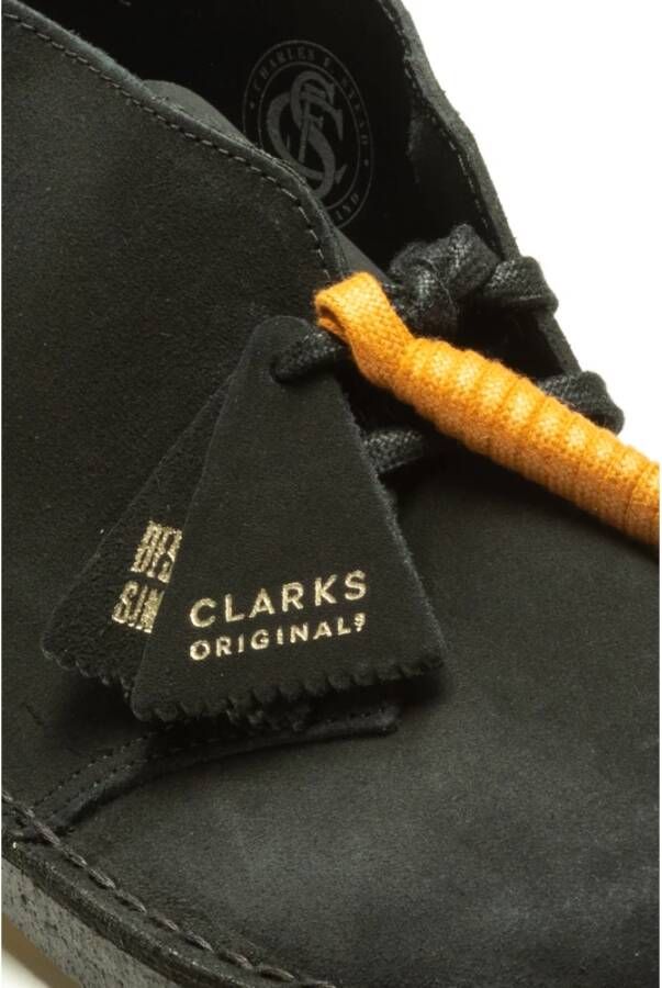 Clarks Zwarte platte schoenen Suède Desert Boot Black Heren