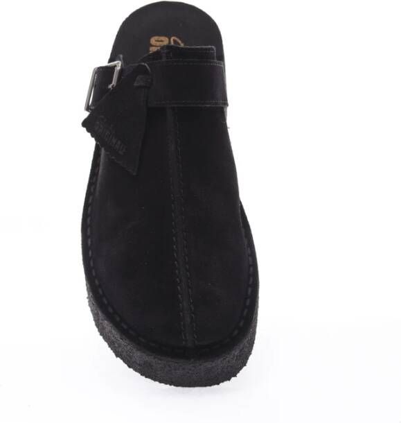 Clarks Zwarte Suède Sleehak Muiltjes Black Dames