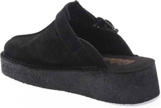 Clarks Zwarte Suède Sleehak Muiltjes Black Dames