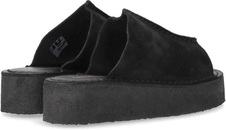 Clarks Zwarte Suède Sleehak Platform Slide Black Dames