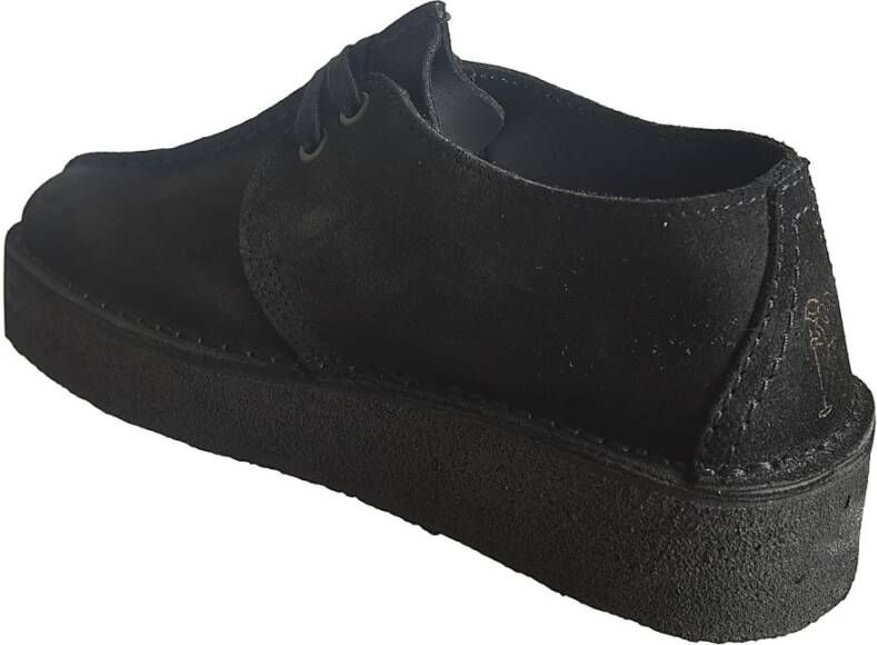 Clarks Zwarte Suède Sleehak Sneakers Black Dames