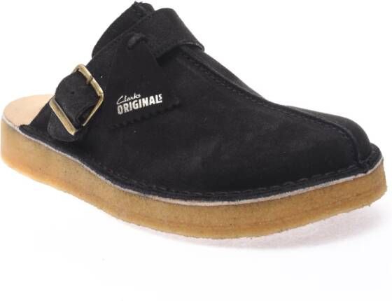 Clarks Zwarte Suede Trek Muiltjes Black Heren