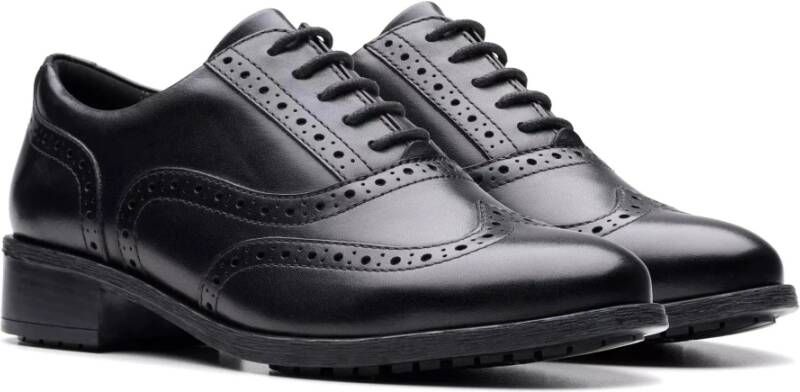 Clarks Zwarte veterschoen van premium leer Black Dames