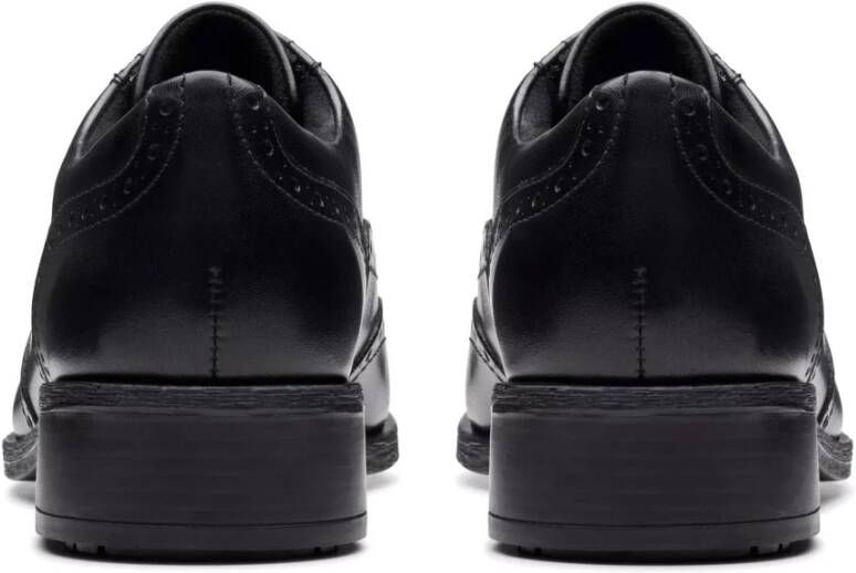 Clarks Zwarte veterschoen van premium leer Black Dames