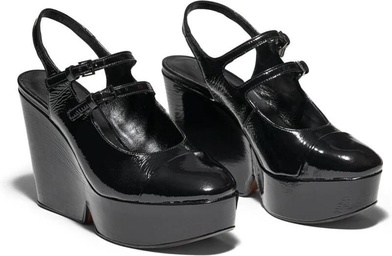 Clergerie Elegante Open-Teen Sleehak Sandaal Black Dames