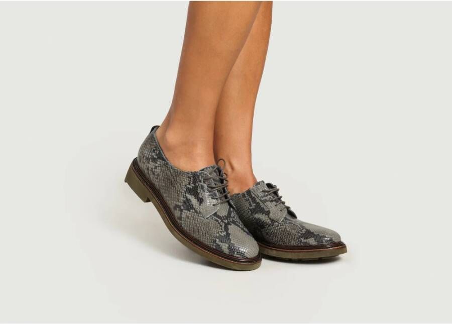 Clergerie Grijze Snakeskin Derbies met Zwarte Binnenkant Gray Dames