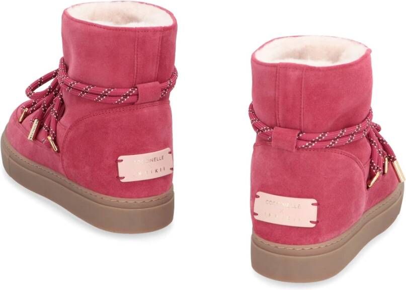 Coccinelle Enkellaarzen met shearling en suède bovenwerk Pink Dames