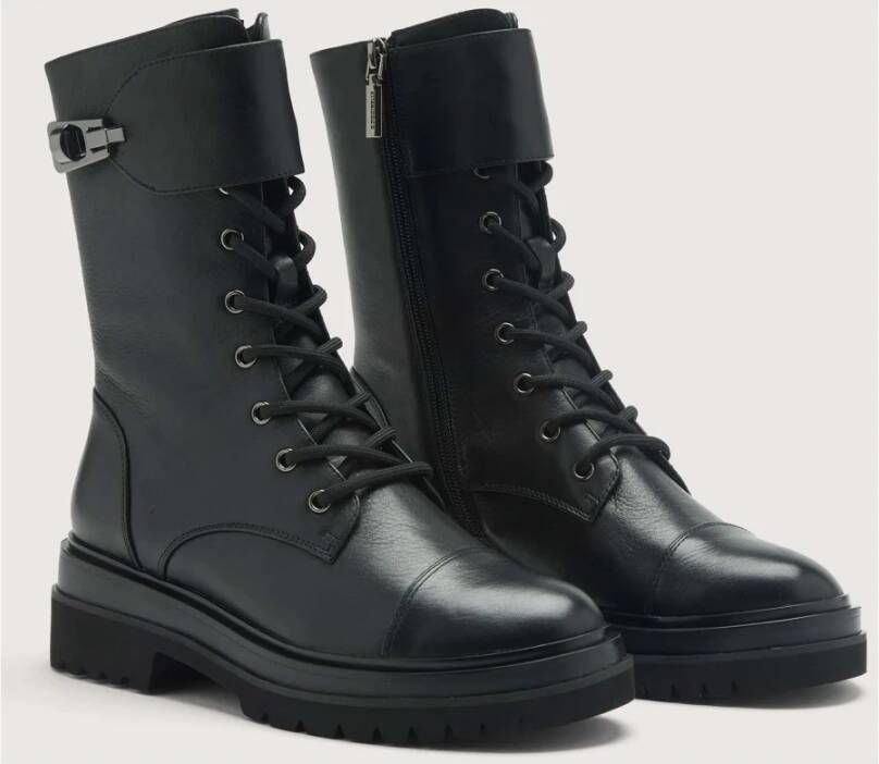 Coccinelle Zwarte Combat Boots met Ritssluiting Black Dames