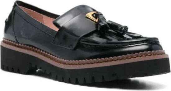 Coccinelle Zwarte leren loafers met kwastdetail Black Dames