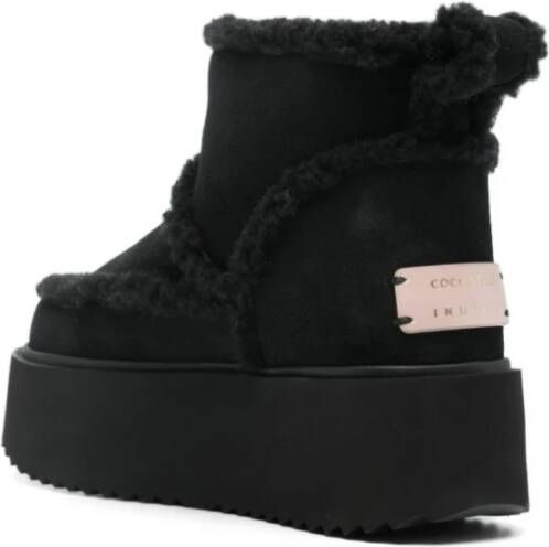 Coccinelle Zwarte Shearling Enkellaarzen Black Dames