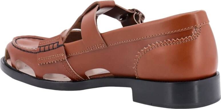 College Bruine Leren Loafers met Verstelbare Band Brown Heren