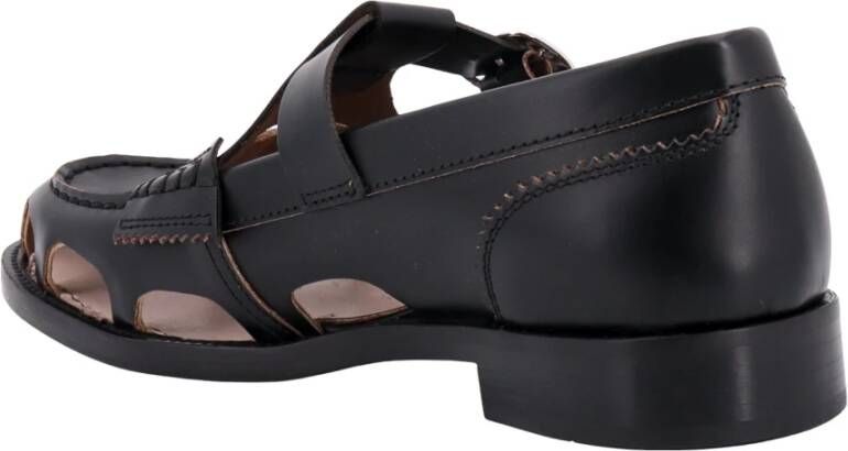 College Leren Loafer met Verstelbare Band Black Heren