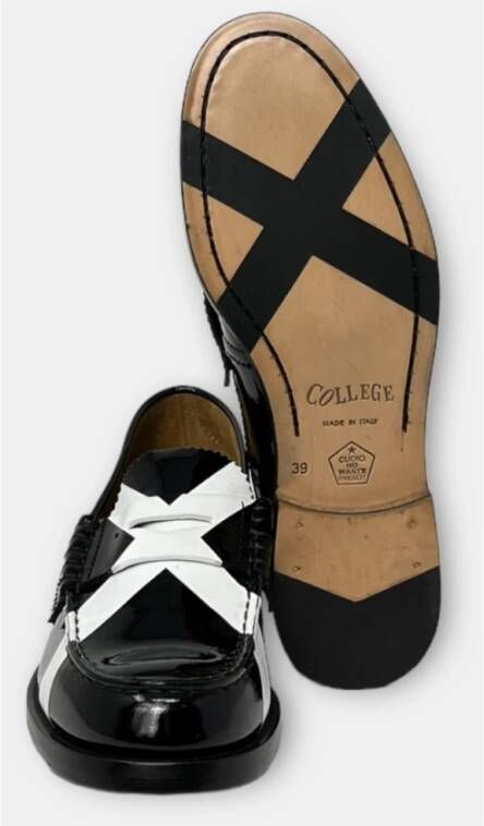 College Zwarte en Witte Mocassins Black Dames