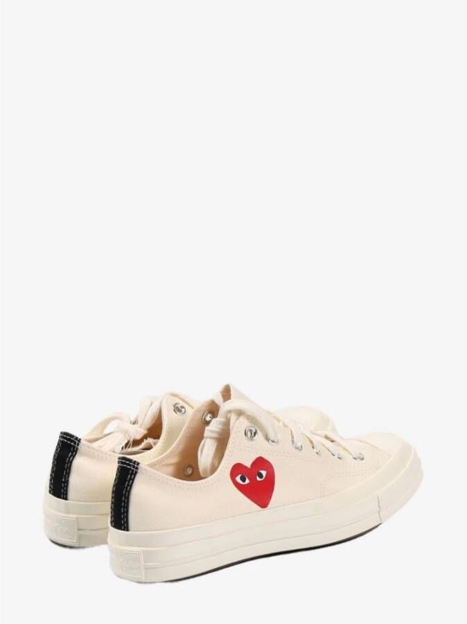 Comme des Garçons Beige Canvas Sneakers met Hartprint Beige Heren