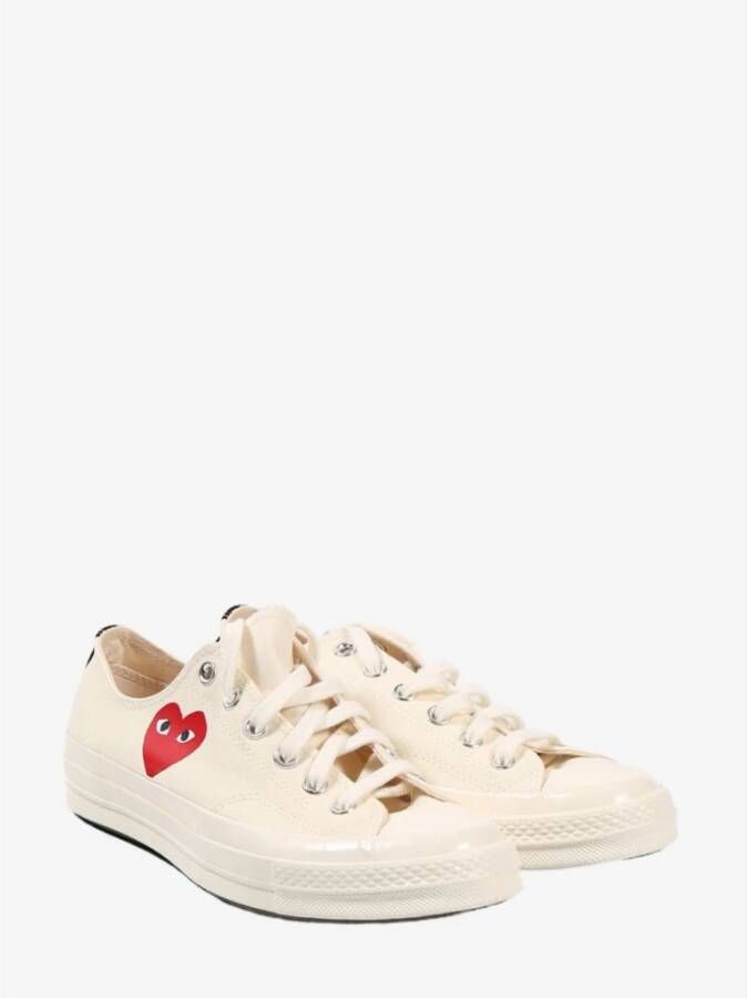 Comme des Garçons Beige Canvas Sneakers met Hartprint Beige Heren