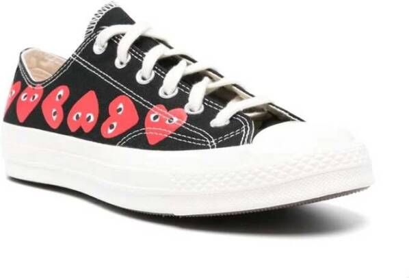 Comme des Garçons Canvas Heart Print Sneakers Black Heren