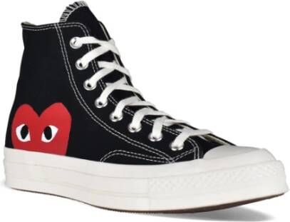 Comme des Garçons Hoge Sneakers met Rood Hart Logo Black Heren