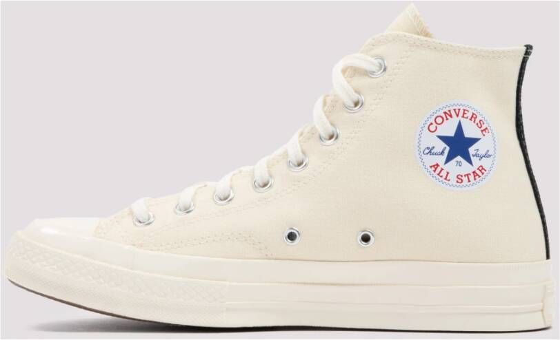 Comme des Garçons Play Beige Canvas Hi-Top Sneakers Beige Heren