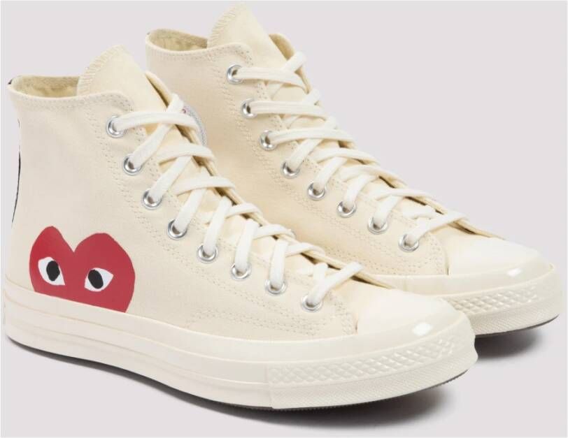 Comme des Garçons Play Beige Canvas Hi-Top Sneakers Beige Heren