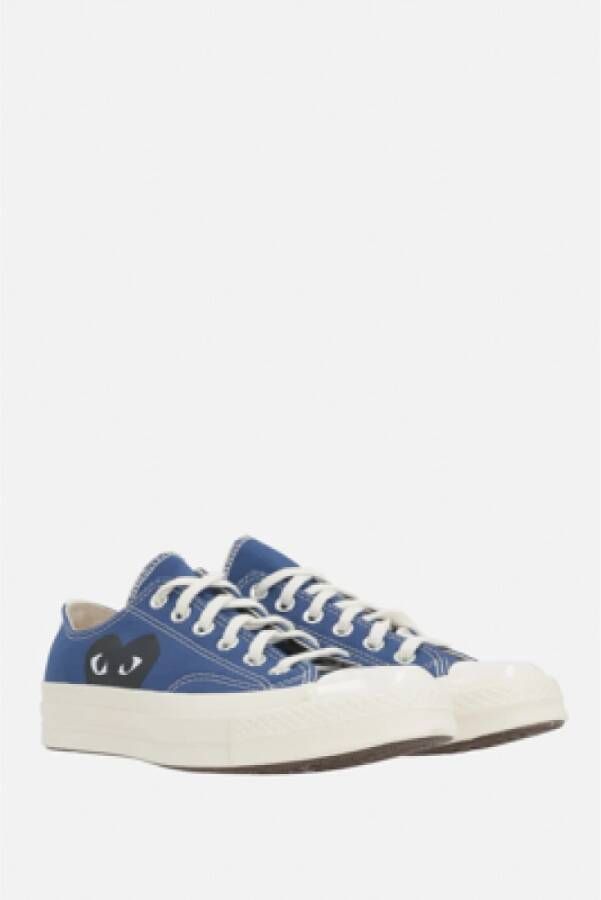 Comme des Garçons Play Blauwe Canvas Lage-Top Hart Sneakers Blue Heren