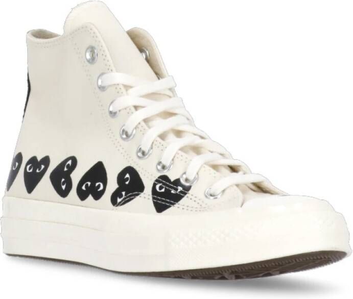 Comme des Garçons Play Canvas High Top Sneakers Ivory Beige Dames