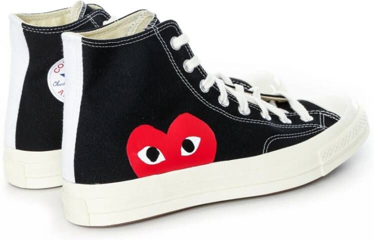 Comme des Garçons Play Canvas Hoge Sneaker met Rood Hart Logo Black Heren